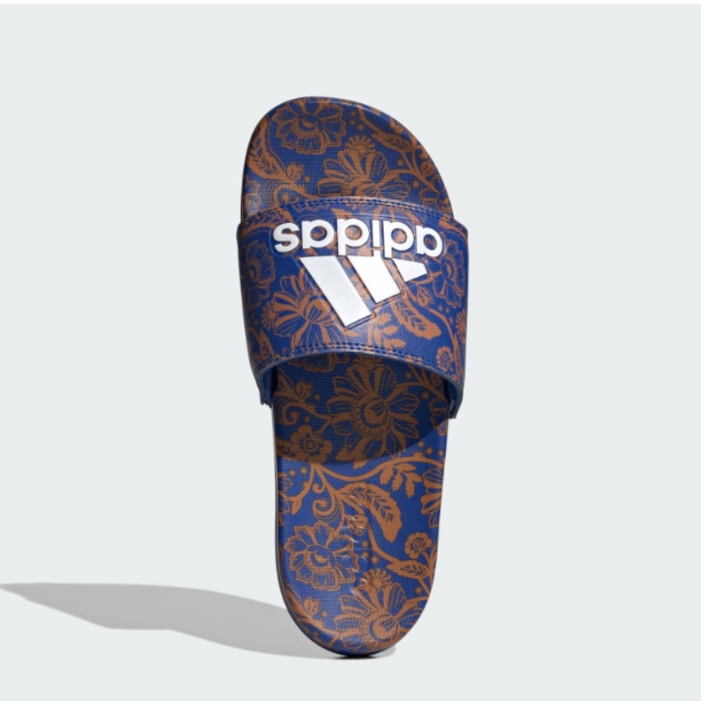 NIB FARM Rio Slide Sandals Adidas Collab Vibrant Blue Floral Women's Size 8 - Picture 2 of 16